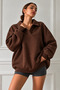 Women's Polo Collar Cotton Soft Fabric Oversize Sweatshirt - 2