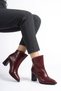 Nordas Cut-Shaped Pointed Toe Mid-Stitched Women's Heeled Boots Burgundy Wrinkled - 5