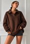 Women's Polo Collar Cotton Soft Fabric Oversize Sweatshirt - 5