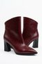 Nordas Cut-Shaped Pointed Toe Mid-Stitched Women's Heeled Boots Burgundy Wrinkled - 3