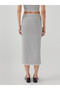 Alita City Farkıyla Natuvera White Combed Cotton Striped Midi Women's Skirt - 4