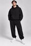 Large Size Men's Oversize Hooded Black Sweatshirt 3 Thread Count - 4