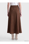 Özmarka New Season Brown Zippered Flared Skirt - 5
