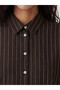 Alita City Farkıyla Xside Brown Striped Oversize Women's Shirt - 3