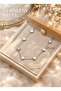 Silver Color White Clover Model Steel Necklace - 4