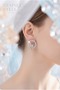 Brass Silver Color Zircon Stone Hoop Model Earrings - 2