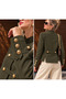 Women's Gold Button Detailed Notched Collar Jacket - 9772-Khaki - 2