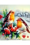 Diamond Painting Puzzle Kit, Red-Breasted Birds in a Snowy Winter Village 21X25 cm Mosaic - 2