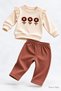 Baby Girl Set with Floral Appliques, Top and Bottom 2-Piece Set - Seasonal Set for 3, 6, 9, 12 Months - 2