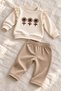 Baby Girl Set with Floral Appliques, Top and Bottom 2-Piece Set - Seasonal Set for 3, 6, 9, 12 Months