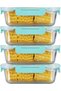 Allo FoodSafe 1040ml Rectangle Glass Meal Prep Container with Break Free Detachable Lock | 450°C Oven Safe Microwave Safe | High Borosilicate | Leak Proof | Set of 4
