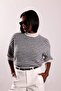 Gray Striped Short Sleeve Knitwear 5282 - 4