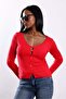 Red Ornamental Buttoned V-Neck Knitwear 6603 - 4