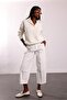 Ecru Stand Collar Buttoned Sweater 251361 - 3