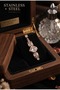 Rose Color Zircon Stone Geometric Dangle Steel Earrings - 4