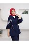 Women's striped drawstring waist hijab sports tracksuit - 2