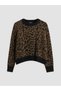 Ozmarka New Season Brown Leopard Patterned Women's Knitwear Sweater - 5