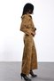 Brown Belted Shawl Patterned Jacket and Trousers Set - 5