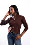 Brown Mock Neck Zippered Cardigan 0657 - 4