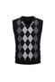 Men's Sweater V-Neck Diamond Patterned Classic Cut Knitted Sweater - 3