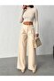 Leather Inside Velvet Palazzo Trousers with Pockets - 2