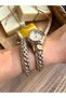 Yılan Model Gold-Silver Inside White Women's Wristwatch - 6