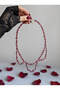 Garnet Natural Stone Gothic Necklace - Red Garnet Stone, Scallop Lace Collar Form - 3