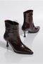 Pointed Toe Thin Heeled Women's Leather Boots - 2