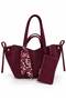 Women's Special Design Hand and Shoulder Bag with Scarf and Wallet Detail - 3