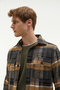 Men's Gray Plaid Textured Shirt Jacket - 4