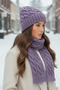 Women's Winter Wool Knitwear Scarf Beanie Set - 5