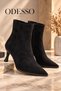 Women's Suede Pointed Toe Thin Goblet Heeled Zippered Boots Short Ankle Stylish Heeled Boots (Brown-Black-Beige) - 4