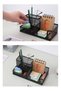 3 Compartment Desk Organizer Mesh Desktop Pen Storage Holders, Black - 3