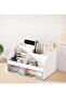 NIIMBOT Desk Organizer and Accessories with 6 Compartments and 2 Drawers, Plastic Makeup Organizer - 5