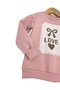Girl's Love Printed 1-2-3-4 Years Old Winter 3 Threaded Rastered 2-Piece Top and Bottom Tracksuit Set - 3