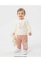 Girl's Love Printed 1-2-3-4 Years Old Winter 3 Threaded Rastered 2-Piece Top and Bottom Tracksuit Set