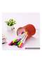 Metal Round Shape Pencil Holder Orange - 3