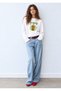 100% Cotton Oversize Fit Sweet Matcha Printed - Crew Neck Long Sleeve T-Shirt - 2