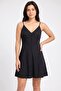 Women Plain A-Line Dress, Black