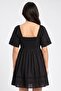 Women Solid Mini Dress, Black - 4