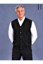 Relaxed Fit Front Buttoned Winter Wool Black Men's Dad Vest with Pockets - 5