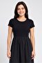 Women Knitted Plain Midi Dress, Black - 2