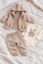 Baby Girl Set - Rabbit Patterned Hoodie - Long Sleeve Bodysuit - Cardigan - 3-Piece Set Premium Quality 3 6 9 12 Months - 4