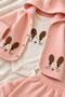 Baby Girl Set - Rabbit Patterned Hoodie - Long Sleeve Bodysuit - Cardigan - 3-Piece Set Premium Quality 3 6 9 12 Months - 4