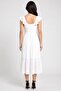 Women Shirred Midi Dress, White - 4
