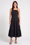 Women Solid Midi Dress, Black - 2