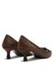 Lavi̇ni̇a Women's Brown Suede Pointed Toe Shoes with Bow and Ribbon Detail, 5.5 cm Thin Heel - 4