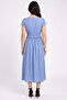 Women Pleated Maxi Dress, Blue - 4
