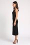 Women Solid Casual Midi Dress, Black - 3