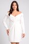 Women Plain Mini Dress, White - 2